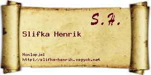 Slifka Henrik névjegykártya